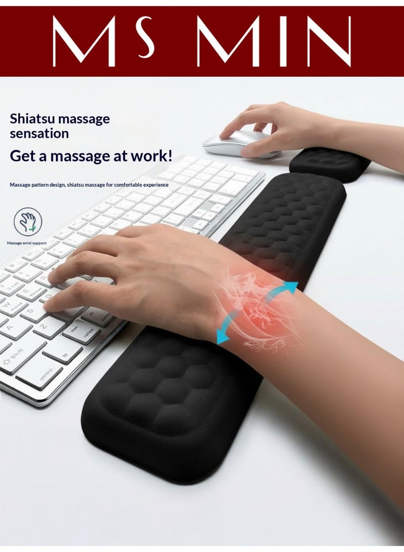 MS MIN Ergonomic Keyboard Wrist Rest & Mouse Wrist Support Set, PU Memory Foam Non-Slip Wrist Pads for Typing Comfort & Pain Relief, Home & Office Use (Black) - Image 1